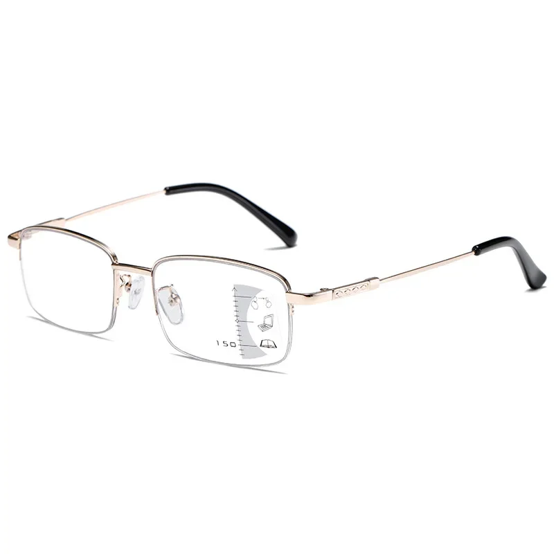 

2024 Alloy Color Changing Retro Presbyopia Glasses Men Business Automatic Zoom Anti Blue Light for Far Near Use Reading Glasses