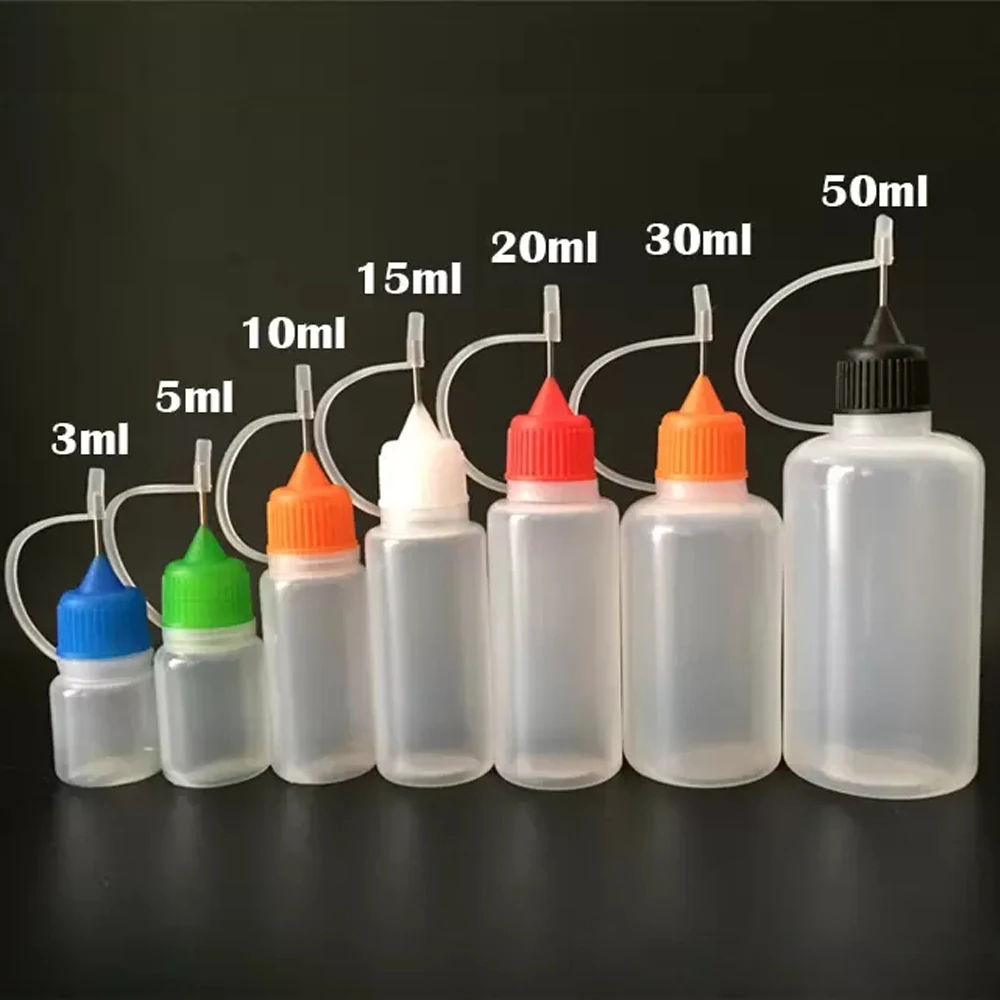 

10Pcs 3ml 5ml 10ml 15ml 30ml 50ml 100ml 120ml Empty Plastic Squeezable Dropper Bottle With Needle Tip E Juice Refillable Vials