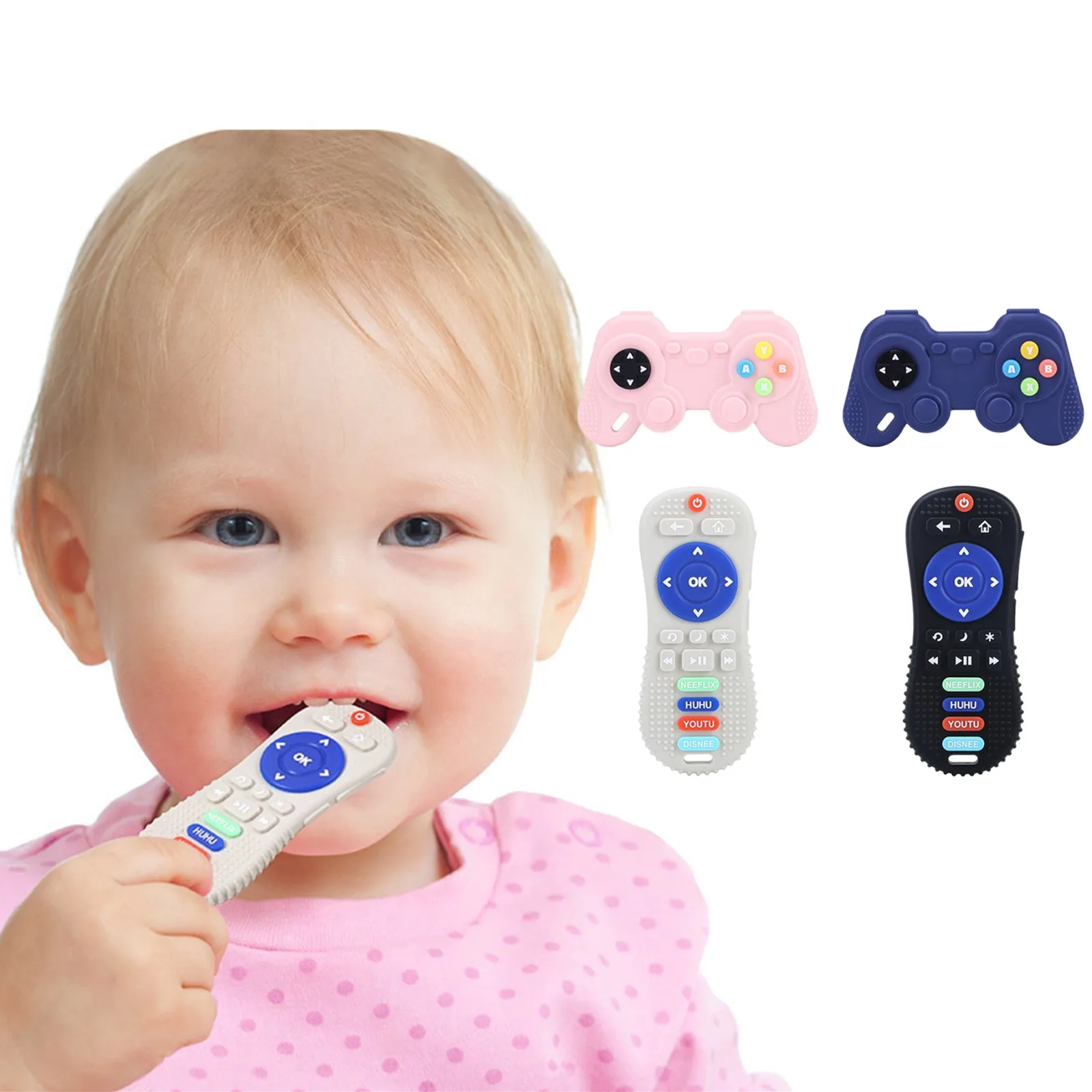 Silicone Baby Teething Toy Teethers for Babies 6-12 Months Remote Control Shape Teething Toy Boys Girls Baby Chew Toy
Silicone Baby Teething Toy Teethers for Babies 6-12 Months Remote Control Shape Teething Toy Boys Girls Baby Chew Toy