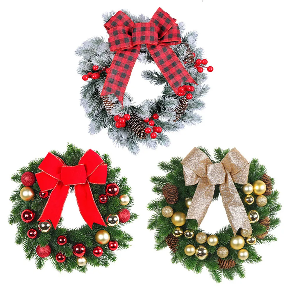 30cm Christmas Wreath Decorations Christmas Ball Bowknot Artificial Garland Xmas Tree Decor Door Window Wall Hanging Ornament
30cm Christmas Wreath Decorations Christmas Ball Bowknot Artificial Garland Xmas Tree Decor Door Window Wall Hanging Ornament