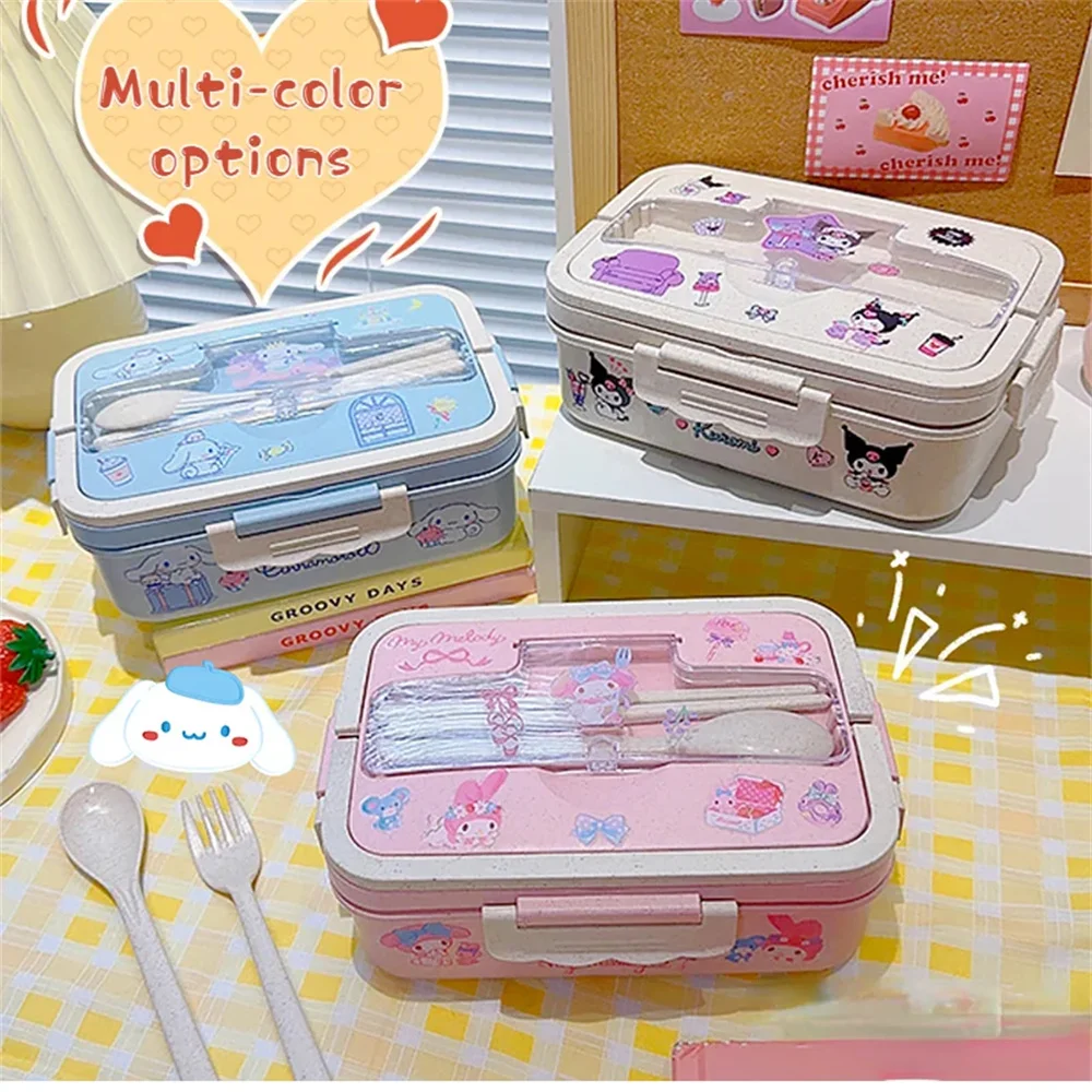 

MINISO Kuromi Lunch Box Cinnamoroll My Melody Student Compartmentalised Eco-friendly Bento Box Tableware Food Storage Container