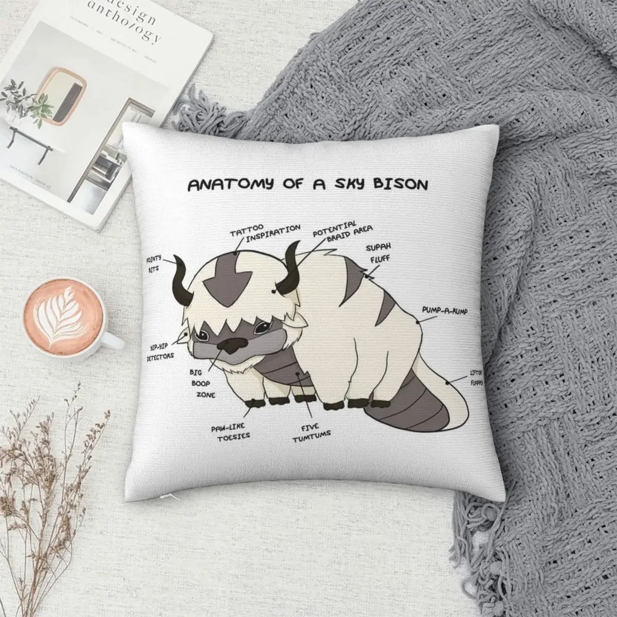 

Anatomy Of A Sky Bison Pillowcase Polyester Pillows Cover Cushion Comfort Throw Pillow Sofa Decorative Cushions Used for Bedroom