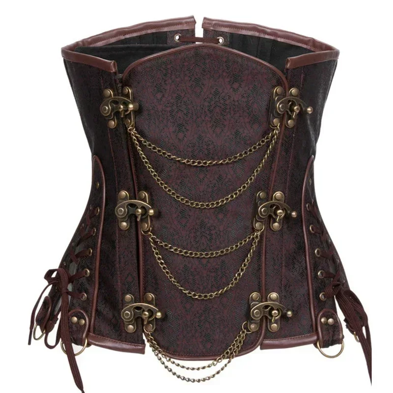 

Steampunk Corset Leather Waist Control Sexy Corsets and Bustiers Top Underbust Gothic Punk Burlesque Corselet Plus Size Korsett