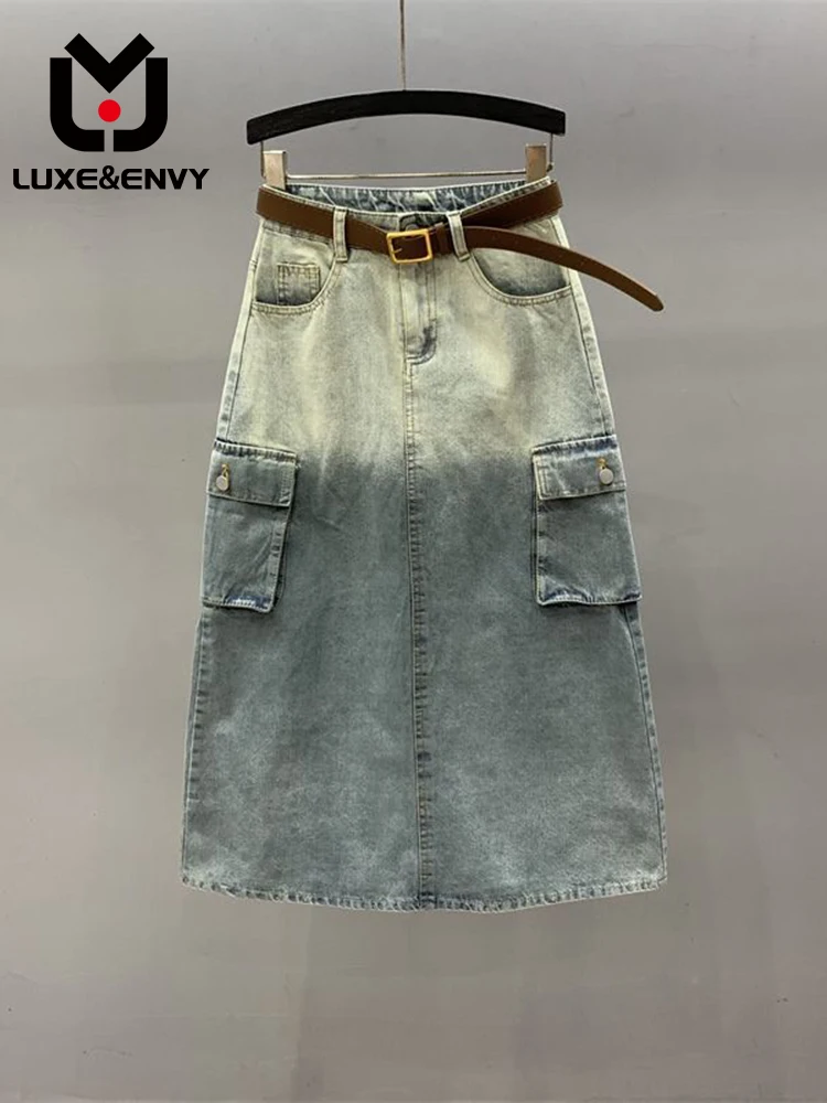 LUXE&ENVY Gradient Denim Skirt For Women Spring/Summer 2023 New High Waisted Loose Fitting Slim Mid Length A-line Work Dress
LUXE&ENVY Gradient Denim Skirt For Women Spring/Summer 2023 New High Waisted Loose Fitting Slim Mid Length A-line Work Dress
