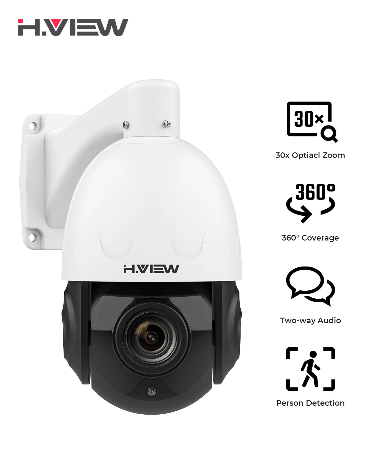 

H.view 5MP 30X PoE PTZ Security Camera, 30X Optical Zoom IP Outdoor Camera, 2-Way Audio,500ft Day/Night Vision, Human Detection