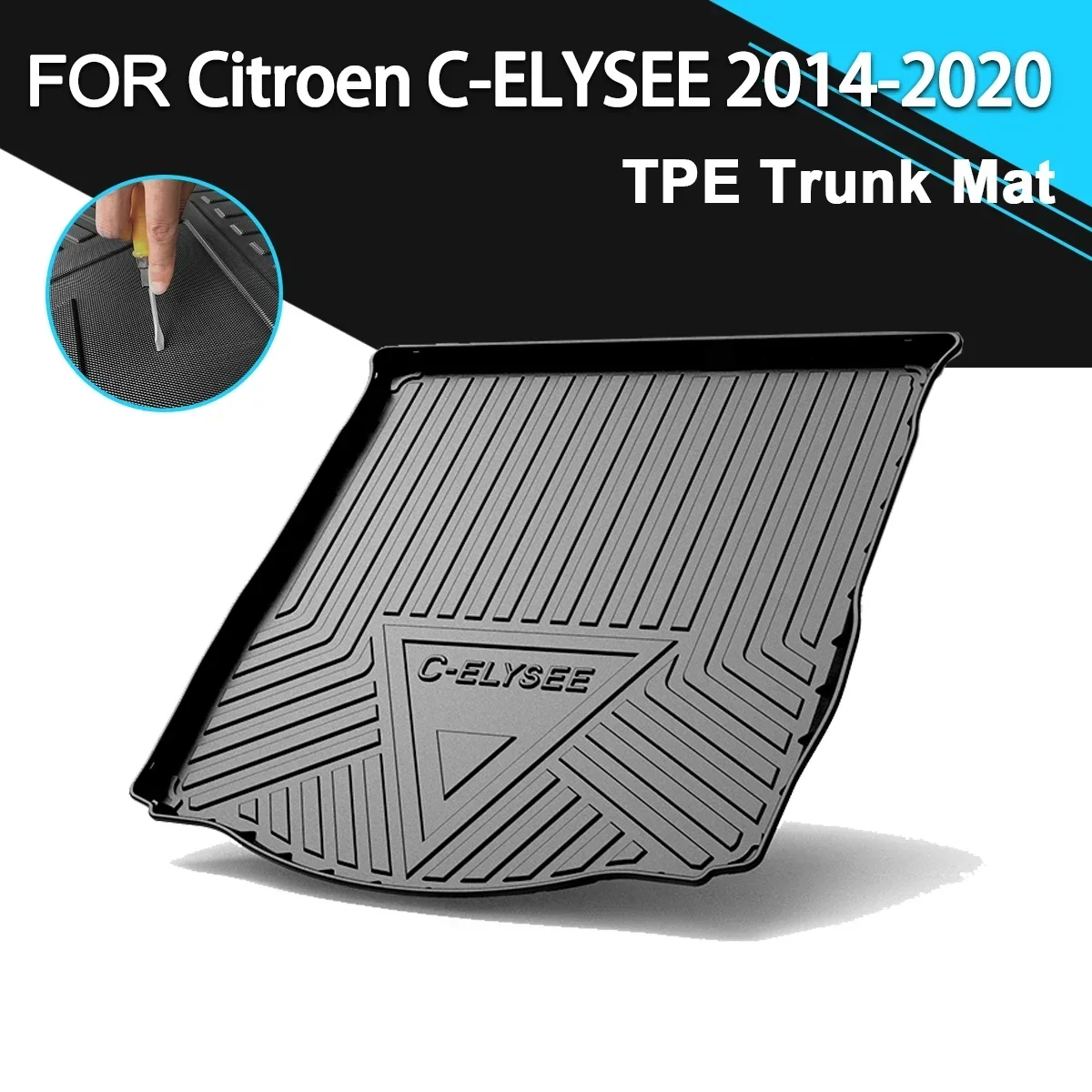 

Car Rear Trunk Cover Mat Non-Slip Waterproof Rubber TPE Cargo Liner Accessories For Citroen C-Elysee 2014-2020