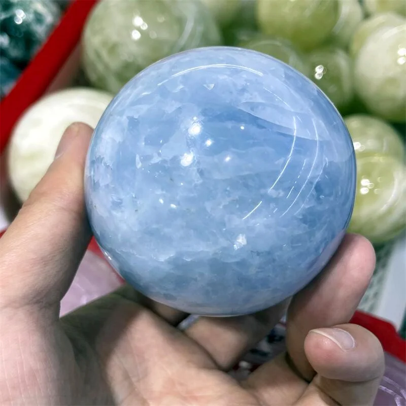 

6.5CM Natural Celestite Sphere Crystal Ball Massaging Meditation Reiki Healing Stone Home Decoration Exquisite Gift