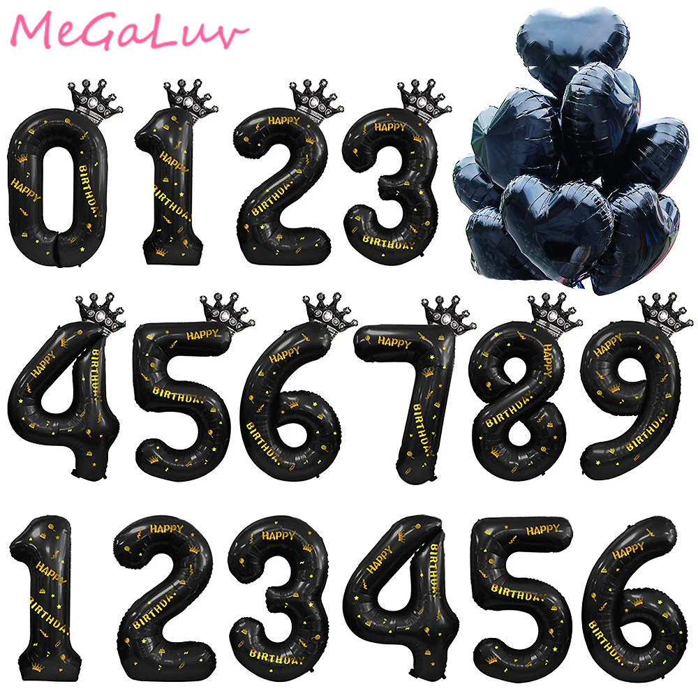 40inch Large Black Number Balloons with Crown Foil Balloon Baby Shower Birthday Wedding Party Decoration Kids Toys Helium Globos
40inch Large Black Number Balloons with Crown Foil Balloon Baby Shower Birthday Wedding Party Decoration Kids Toys Helium Globos
