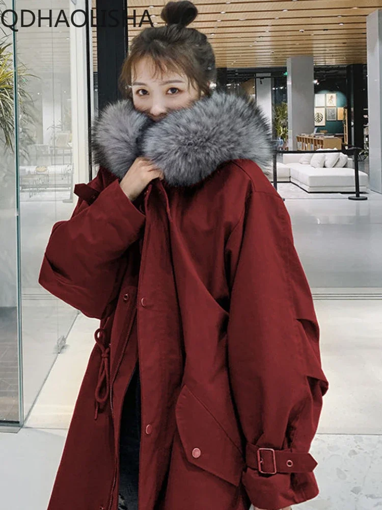Women's Winter Mid Length Parkas Jacket Coat Plush Thickened Warm Cotton Loose Casual Fitting Fur Collar Coats Solid Zipper New
Women's Winter Mid Length Parkas Jacket Coat Plush Thickened Warm Cotton Loose Casual Fitting Fur Collar Coats Solid Zipper New