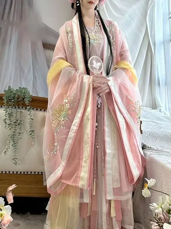 Ancient Traditional Chinese Style Women Elegant Hanfu Dress Fairy Embroider Stage Folk Dance Costume Retro Song Dynasty Clothes
Ancient Traditional Chinese Style Women Elegant Hanfu Dress Fairy Embroider Stage Folk Dance Costume Retro Song Dynasty Clothes