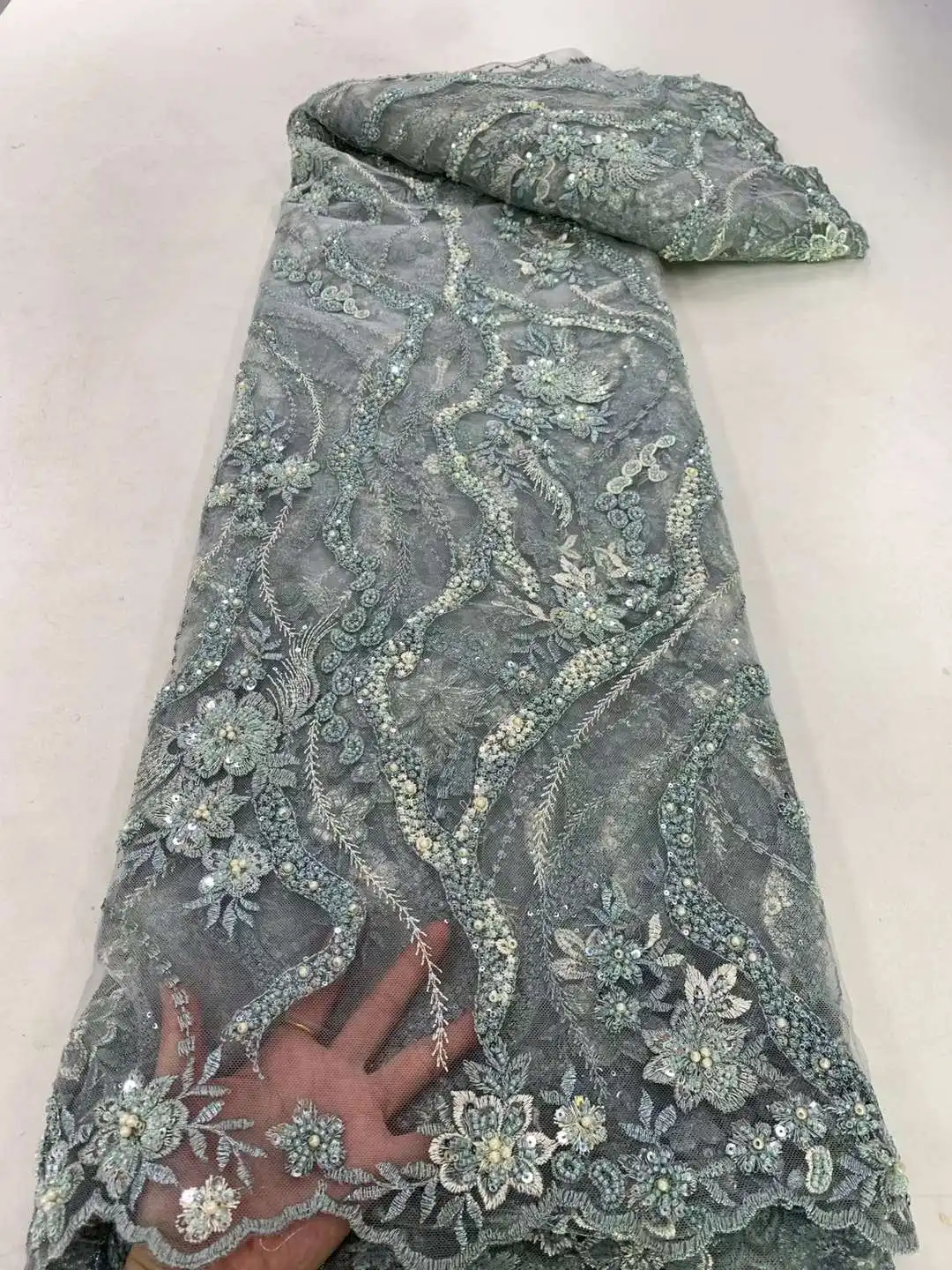 Pretty Party Dress Fabric Handmade Pearls / Beads Embroidery French Mesh yarn African Lace For Weddings/ Evening Dresses
Pretty Party Dress Fabric Handmade Pearls / Beads Embroidery French Mesh yarn African Lace For Weddings/ Evening Dresses