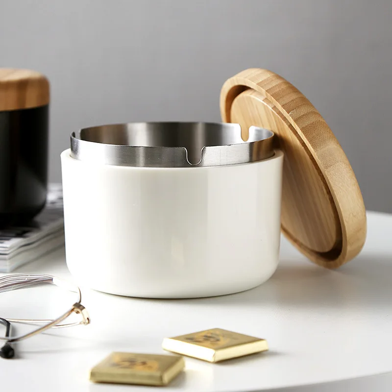 Wooden Lid Stainless Steel Round Ashtray Windproof and Drop-proof Removable Ashtray
Wooden Lid Stainless Steel Round Ashtray Windproof and Drop-proof Removable Ashtray