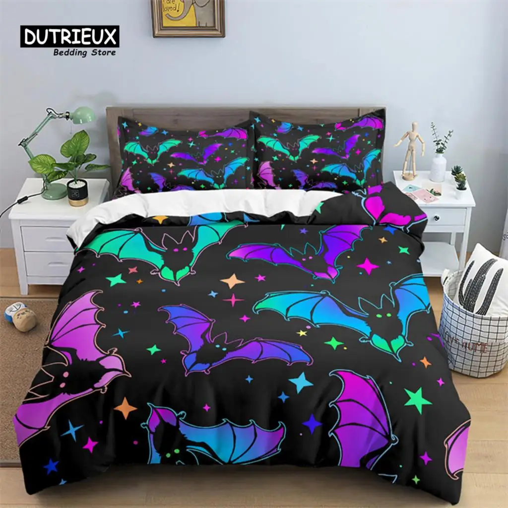 Skull Bedding Set Halloween Bats Duvet Cover King Size Microfiber Pumpkin Skeleton Print Comforter Cover With Pillowcases Decor
Skull Bedding Set Halloween Bats Duvet Cover King Size Microfiber Pumpkin Skeleton Print Comforter Cover With Pillowcases Decor
