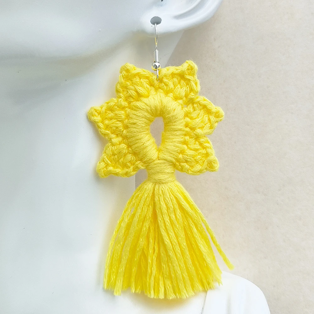 Multicolored Crochet Flower Tassel Earrings - Boho Style 4 S21b779f4e46b4c878e4ee7b626fa5e80t
