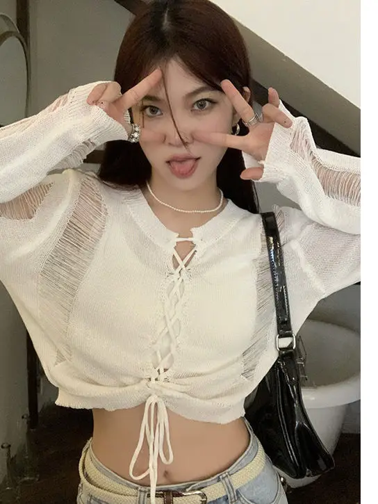 Skeleton Long Sleeve Knit Sweater Women 2024 Fall New Spice Girls Back Tie Tops Blouse Tops Tunic Outer
Skeleton Long Sleeve Knit Sweater Women 2024 Fall New Spice Girls Back Tie Tops Blouse Tops Tunic Outer