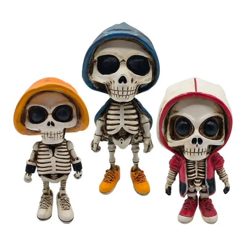 

Skeleton Figurines Resin Cool Skeleton Figures Halloween Skeleton Figurine Skull Horrible Ornaments Car Instrument Panel Desk De