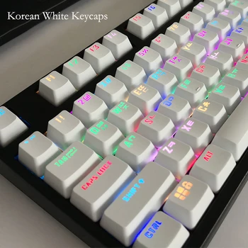 Teclas PBT espessas em branco para teclados mecânicos 10 104 Keys Russian Korean Backlit Keycaps For Mechanical Gaming Keyboard Cherry MX Switch OEM Profile ABS Keycap Gamer Custom DIY