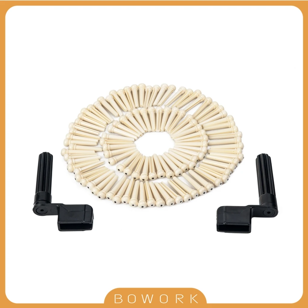 2PCS Acoustic Guitar String Winder Peg Tools & 100PCS White Guitar Pins For Acoustic DIY Guitarra Bridges Slot Pins Accessories
2PCS Acoustic Guitar String Winder Peg Tools & 100PCS White Guitar Pins For Acoustic DIY Guitarra Bridges Slot Pins Accessories