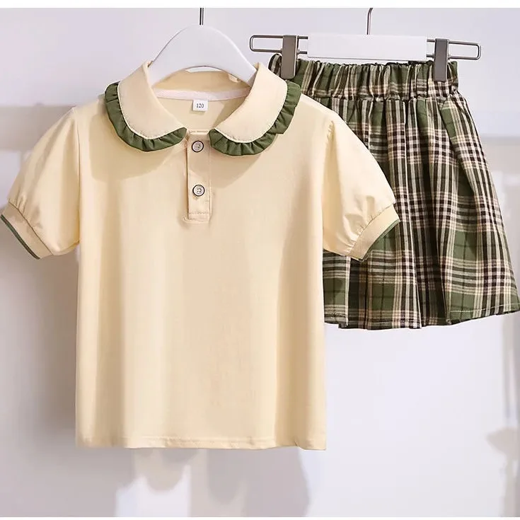 Girls Summer Skirt Suit College Style Jk Uniform Skirts New Children's Short Sleeve+Plaid Skirt 2Pcs Sets for 3-12Y Kid Clothes
Girls Summer Skirt Suit College Style Jk Uniform Skirts New Children's Short Sleeve+Plaid Skirt 2Pcs Sets for 3-12Y Kid Clothes