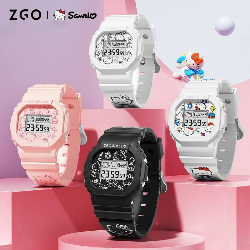 

Sanrio Hello Kitty watch Girls Cute Fashion Watch sports waterproof electronic watch LED night light screen display Watch gift