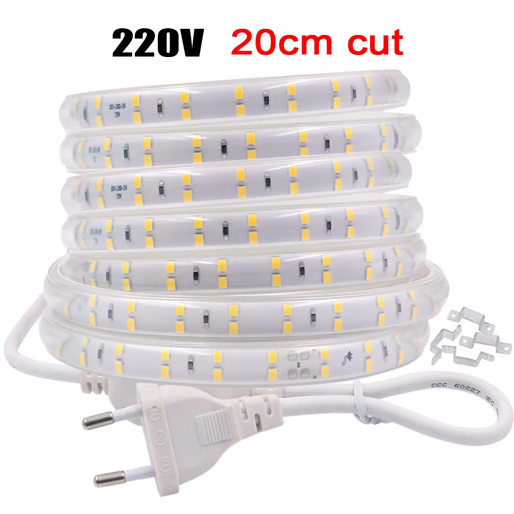 220V 2835 LED Strip Light 20cm Cut 120LEDs/m Double/ Single Row Flexible Led Lights Strips With AC220V Power Plug Led Ribbon
220V 2835 LED Strip Light 20cm Cut 120LEDs/m Double/ Single Row Flexible Led Lights Strips With AC220V Power Plug Led Ribbon