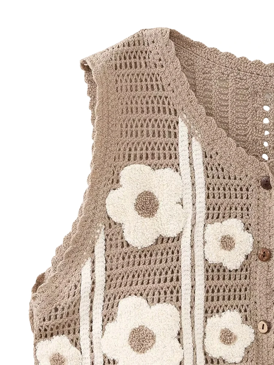 Women s Boho Chic Sleeveless Crochet Knit Tank Top with Button Detail and Floral Print - Perfect for Summer Casual or Clubwear
Women s Boho Chic Sleeveless Crochet Knit Tank Top with Button Detail and Floral Print - Perfect for Summer Casual or Clubwear