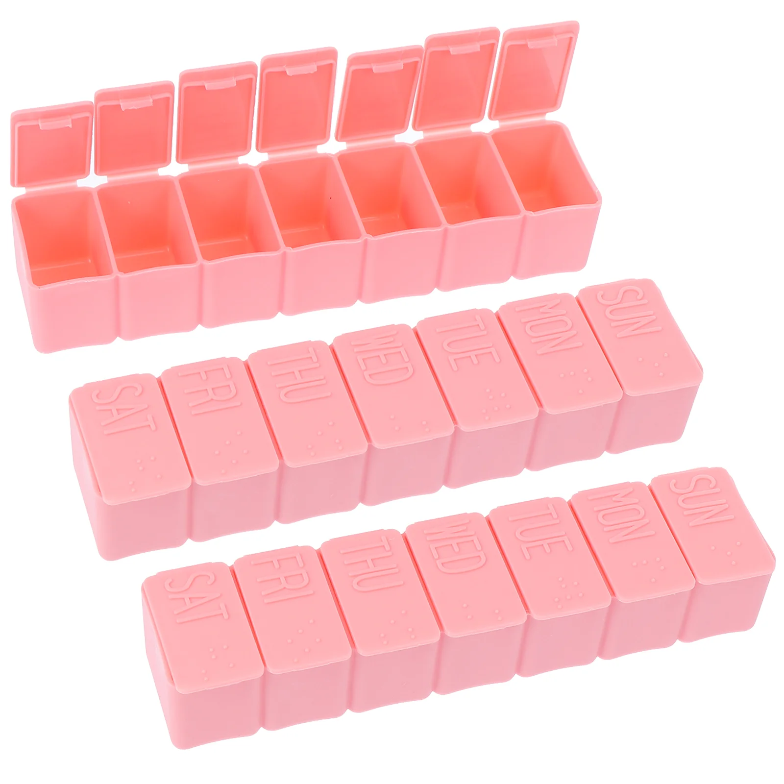 

3 Pcs A Seven-compartment Box for One Week Travel Small Containers Pillbox Dispenser Reminder Plastic Pp Storage