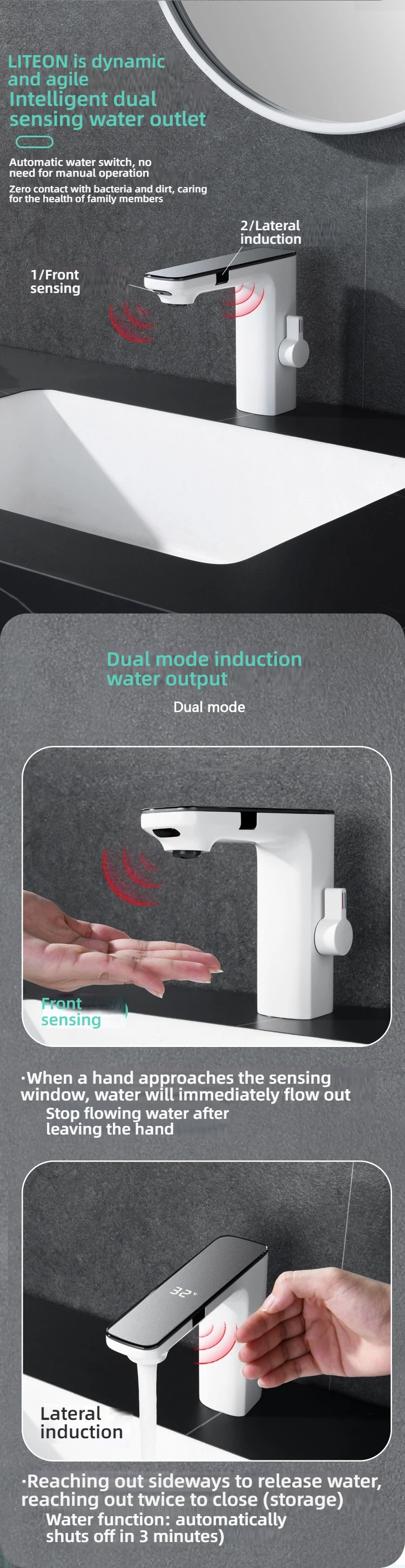 Smart Temperature Display Basin Faucet With Sensing Function LCD Digital Screen Sink Tap Cold And Hot Mixer Bathroom Tap Smart Temperature Display Basin Faucet With Sensing Function LCD Digital Screen Sink Tap Cold And Hot Mixer Bathroom Tap