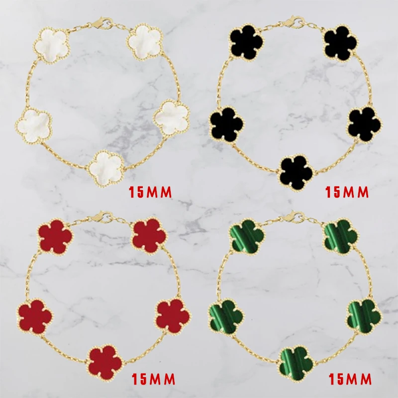 

2024 Hot sale in Europe Lucky Clover Four Leaf Bracelet for Women five Leaf Classic Fashion Fine Jewelry Luxury Brand