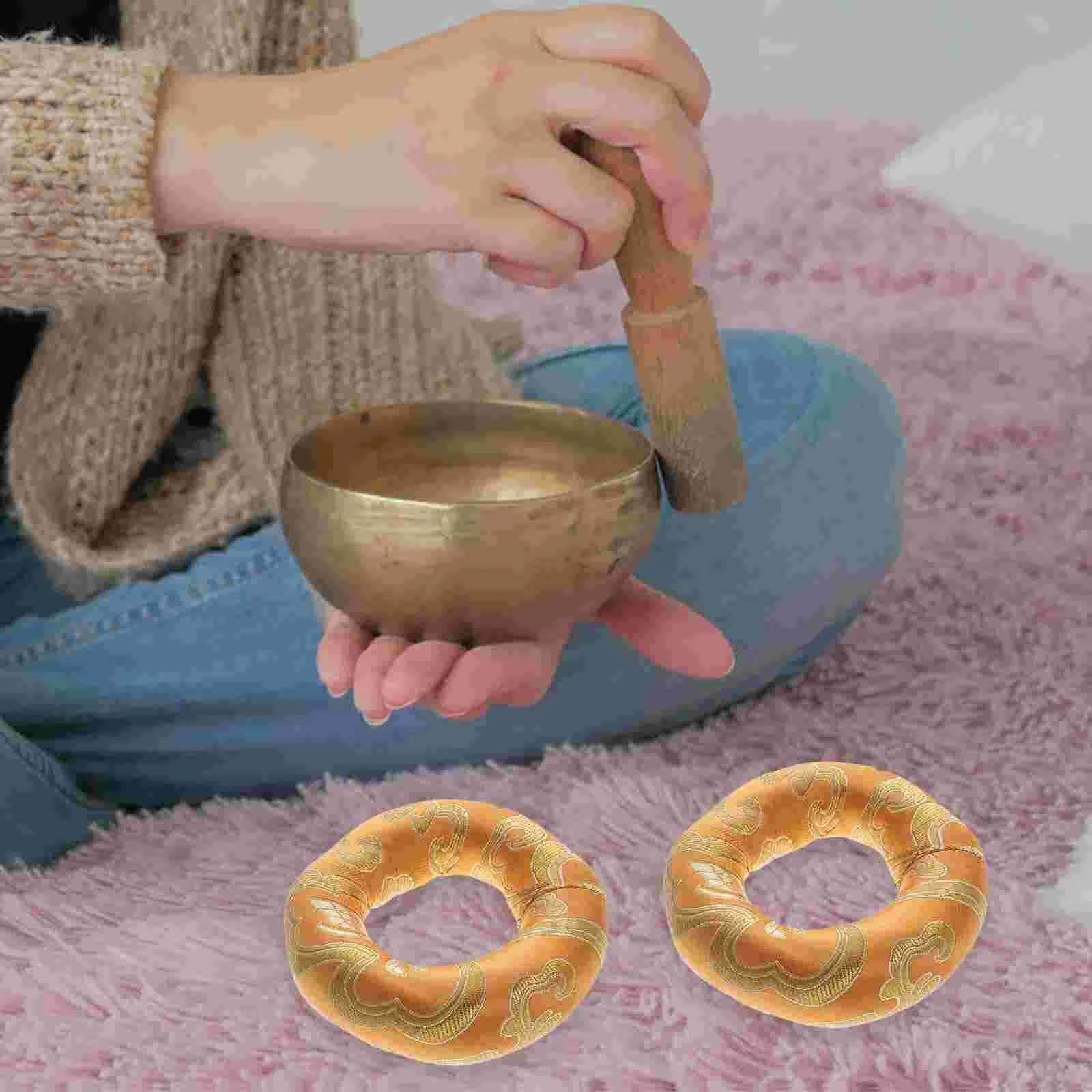 

Healifty Pillow Singing Bowl Tibetan Cushion Meditation Sound Mat Yoga Mindfulness Relaxation Prayer Holder Silk