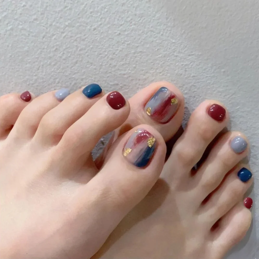24pcs Red Blue Jumping Color Halo Finished Fake ToeNails Art Artificial Full Coverage False Nail Removable Press on Acrylic Nail
24pcs Red Blue Jumping Color Halo Finished Fake ToeNails Art Artificial Full Coverage False Nail Removable Press on Acrylic Nail