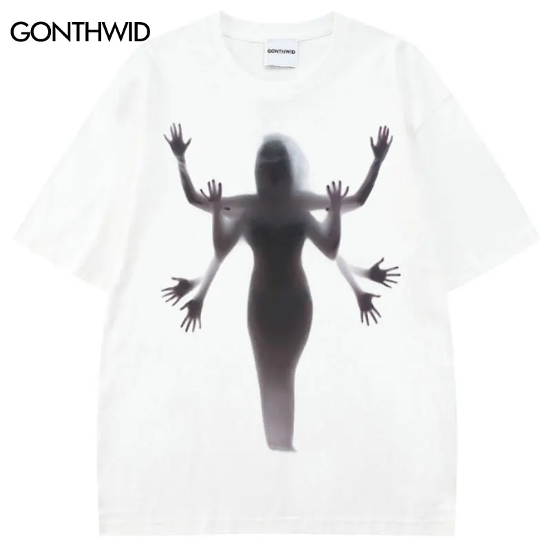 Футболка мужская в стиле Харадзюку, уличная одежда в стиле панк/готика, с принтом теней и графическим принтом, свободная рубашка с коротким рукавом, 2024 
Футболка мужская в стиле Харадзюку, уличная одежда в стиле панк/готика, с принтом теней и графическим принтом, свободная рубашка с коротким рукавом, 2024