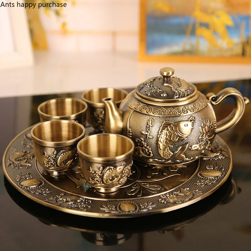 

Металлический чайный набор из 6 предметов, 1 горшок, 4 чашки, поднос для чая, чайный набор, чайная чашка, чайные принадлежности, принадлежности для приготовления чая, посуда, наборы чайной посуды