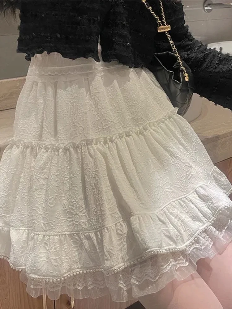 White Lace Mini Skirt for Women Girl Kawaii Short Skirt for Summer high waisted skirt Ladies Pleated Lolita Jupe Femme
White Lace Mini Skirt for Women Girl Kawaii Short Skirt for Summer high waisted skirt Ladies Pleated Lolita Jupe Femme