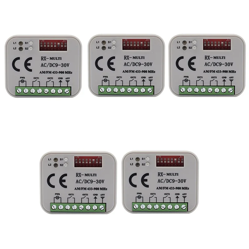 5 PCS Garage Gate Remote Receiver RX MULTI 300-900MHZ AC/DC 9-30V Receiver for Garage Door Command Gate Control
5 PCS Garage Gate Remote Receiver RX MULTI 300-900MHZ AC/DC 9-30V Receiver for Garage Door Command Gate Control
