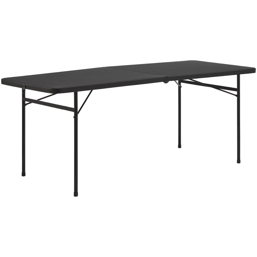 

Mainstays 6 Foot Bi-Fold Plastic Folding Table, Black, camping equipment,30.00 x 72.00 x 29.00 Inches