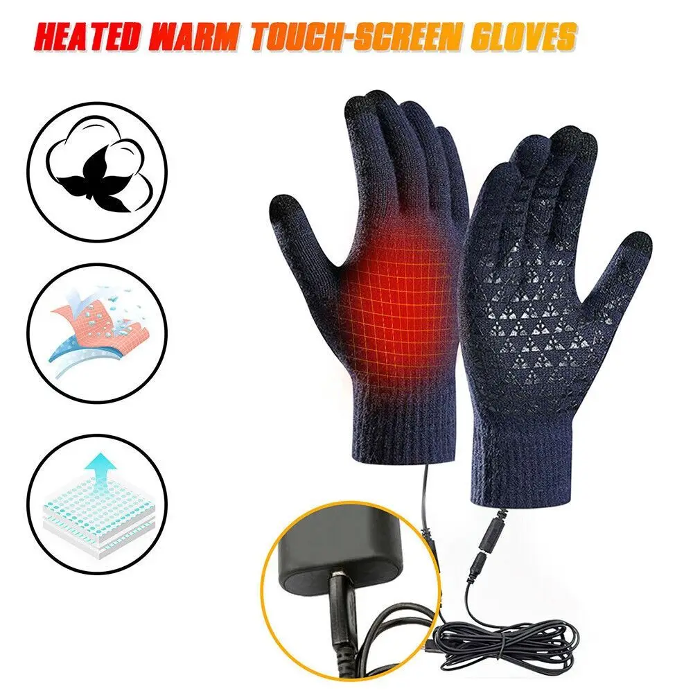 

Warm Electric Heated Gloves New Touch Knitting Cycling Gloves Non-Slip Computer Gloves Winter Gloves Men Women