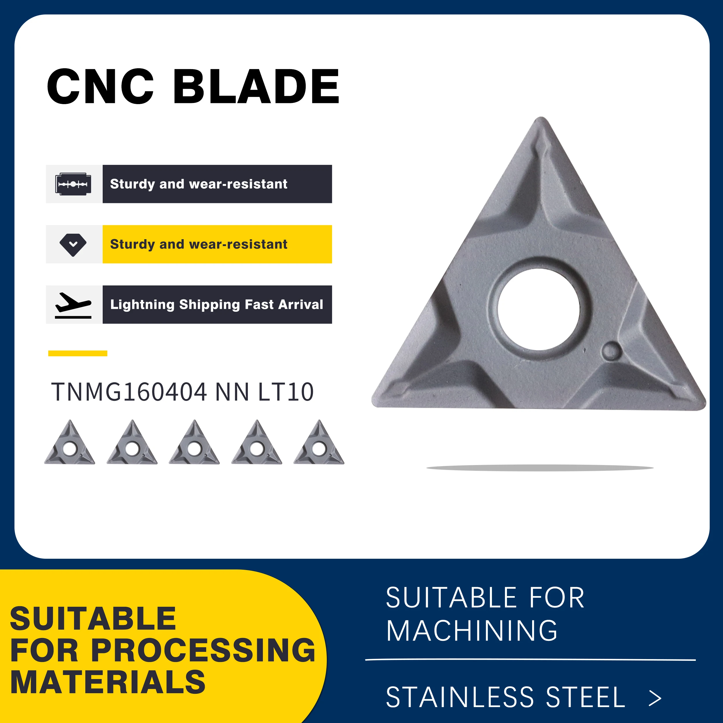 10pcs TNMG160404 TNMG160408 NN LT10 Carbide Blade CNC Lathe Turning Tools External Cutting Inserts, Stainless Steel Turning Tool
10pcs TNMG160404 TNMG160408 NN LT10 Carbide Blade CNC Lathe Turning Tools External Cutting Inserts, Stainless Steel Turning Tool