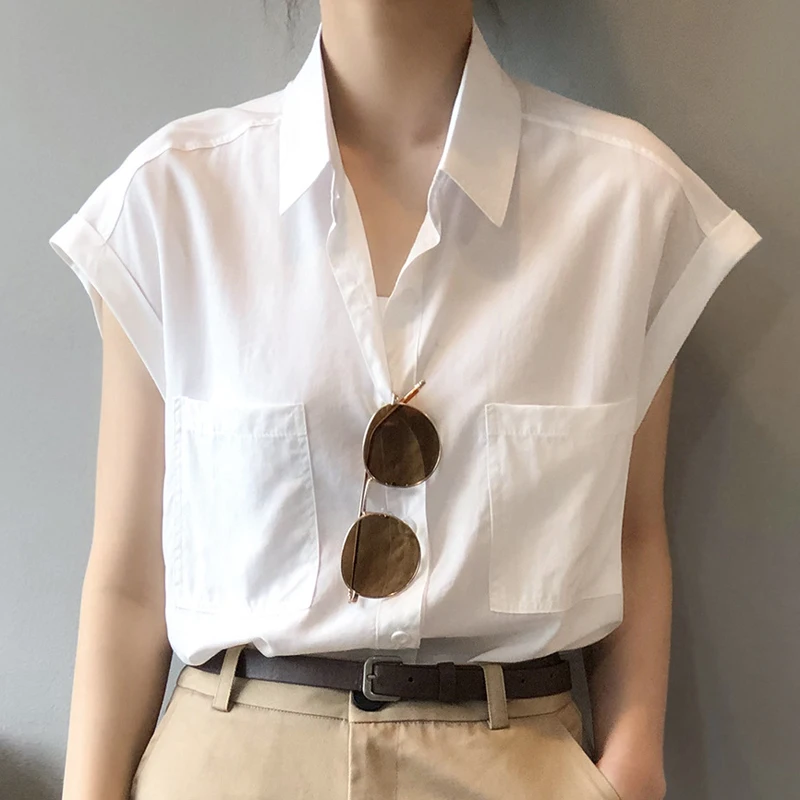 White Women Shirts Summer New Design 2022 Solid Pocket Turn-Down Collar Loose Elegant Office Lady Outwear Tops
White Women Shirts Summer New Design 2022 Solid Pocket Turn-Down Collar Loose Elegant Office Lady Outwear Tops