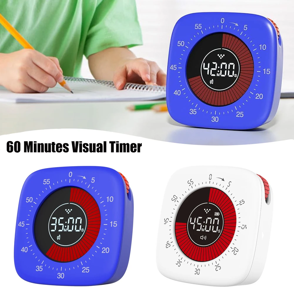 

New Visual Timer Rechargeable 60 Minutes Countdown Kids Study Clock Silent Timer Children Adult Mechanical Timer Management Tool
