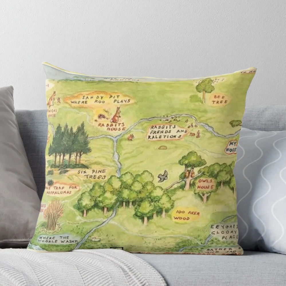 

Hundred Acre Woods Map Throw Pillow christmas cushions covers Embroidered Cushion Cover New year Pillowcases Cushion Covers Sofa