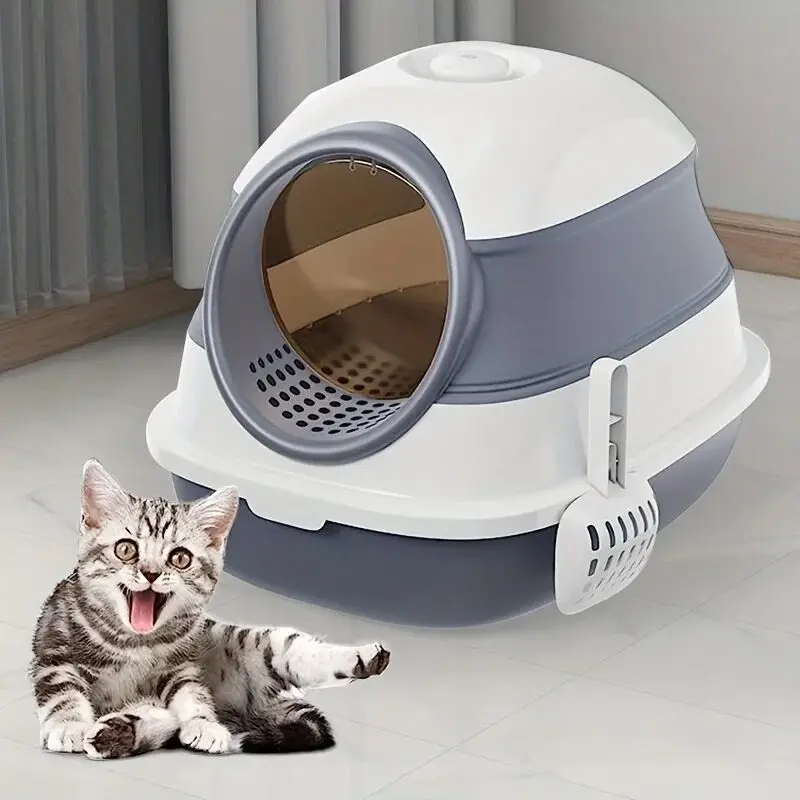 

Easy-to-Clean Fully Enclosed Cat Litter Box Anti-Splash Pet Toilet Litter Tray Kitty Large Drawer Anti-belt Sand Basin Scoop