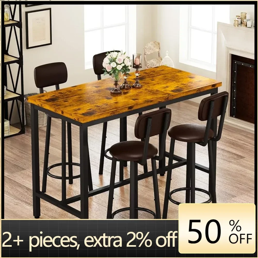Bar Table and 4 Chairs Set Industrial Counter Height Pub Table With Bar 5 Pieces Dining Set Home Kitchen Breakfast Chair
Bar Table and 4 Chairs Set Industrial Counter Height Pub Table With Bar 5 Pieces Dining Set Home Kitchen Breakfast Chair