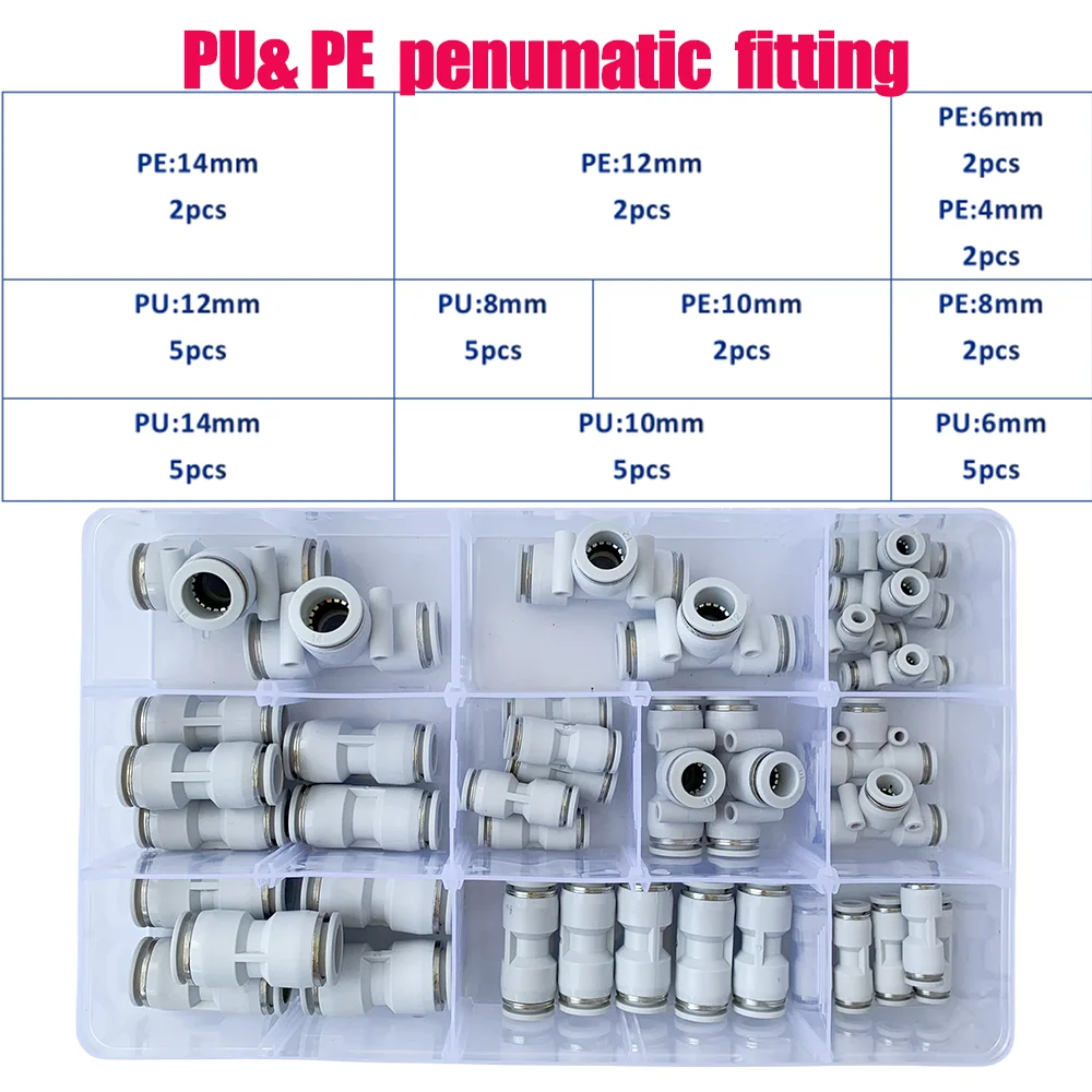 

Air Straight Pneumatic Fittings PU PE Water Pipes Quick Release Connector PU PE4mm/6mm/8mm/10mm/12mm/14mmPlastic Hose Couplings