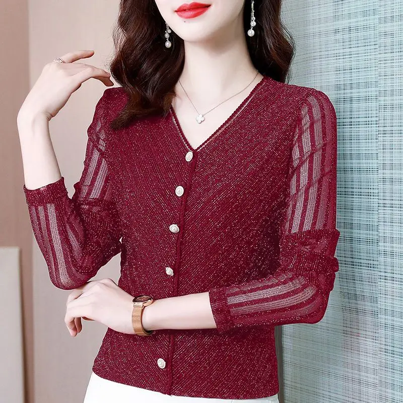2023 Autumn Winter Women's Sexy Mesh Bright Silk Elegant Fashion T-shirts Office Ladies Solid V Neck Long Sleeve Slim Basic Tops
2023 Autumn Winter Women's Sexy Mesh Bright Silk Elegant Fashion T-shirts Office Ladies Solid V Neck Long Sleeve Slim Basic Tops