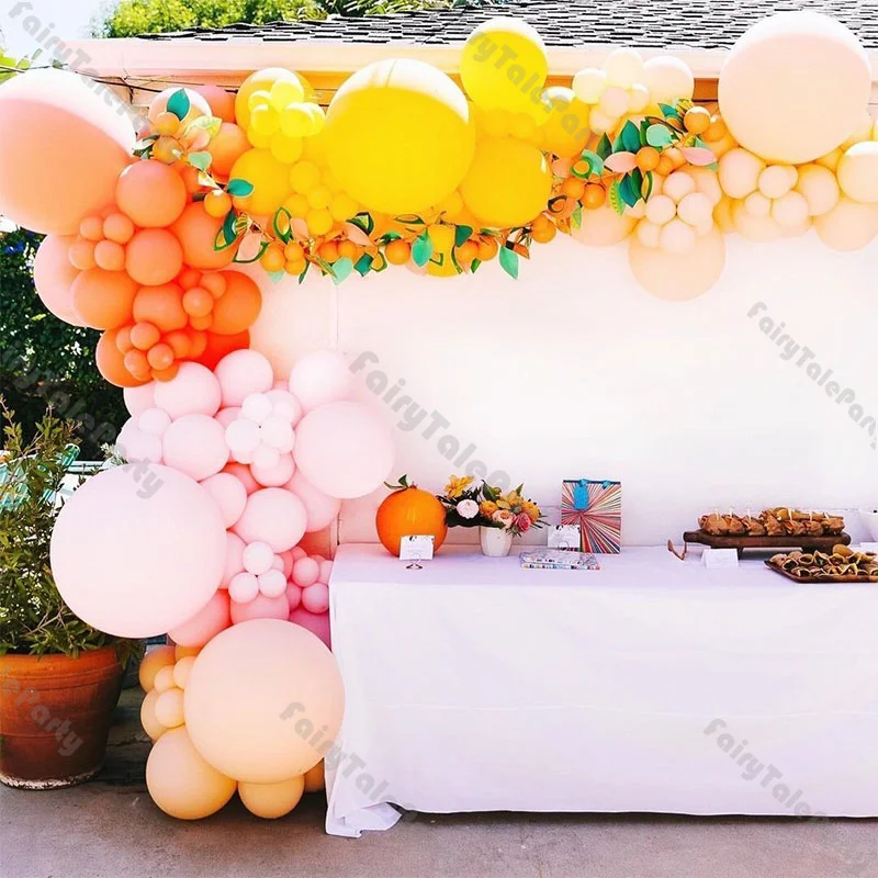 

150 шт. набор пастельных цветов воздушных шаров, арочная гирлянда, оранжевый, желтый, розовый воздушный шар, персик, украшение на 1-й день рождения, товары для свадьбы, детского душа