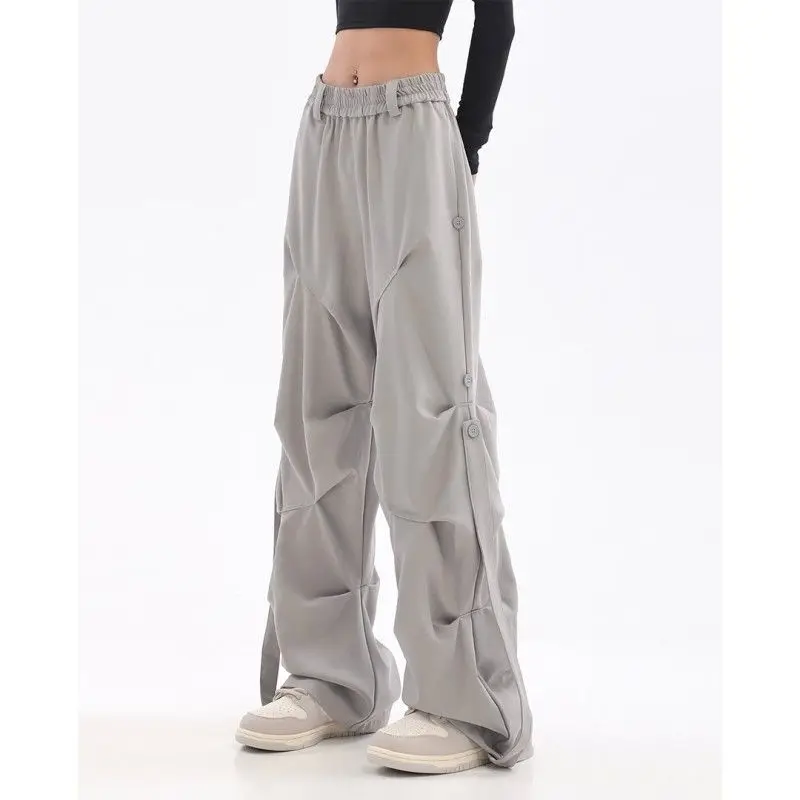 2023 New Gray High-waisted Wide Leg Work Pants Female High Street Vibe Pleated Straight Casual Mopping Pants Elastic Band
2023 New Gray High-waisted Wide Leg Work Pants Female High Street Vibe Pleated Straight Casual Mopping Pants Elastic Band