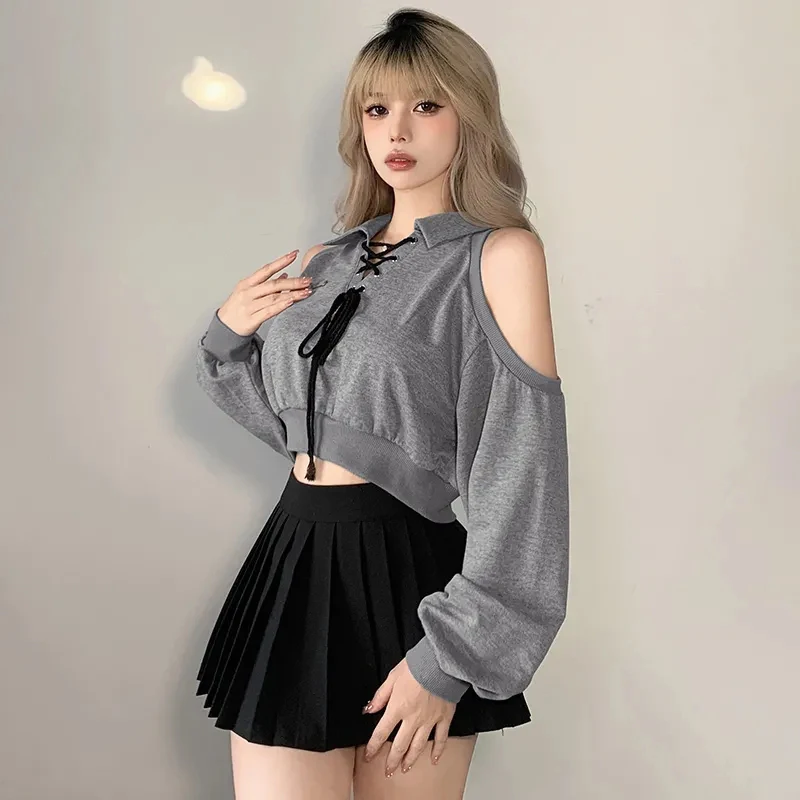 Sexy Cropped Women Y2K Sweatshirt Streetwear Off Shoulder Gothic Tops Autumn Korean Long Sleeve Harajuku Grey Pullovers
Sexy Cropped Women Y2K Sweatshirt Streetwear Off Shoulder Gothic Tops Autumn Korean Long Sleeve Harajuku Grey Pullovers