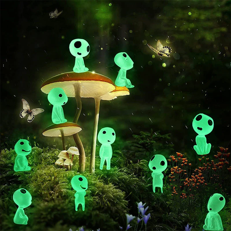 

10 Pcs Anime Glowing Tree Elf Miniature Garden Decoration Luminous Alien Fairy Garden Home Decor Resin Figure Funny Gift