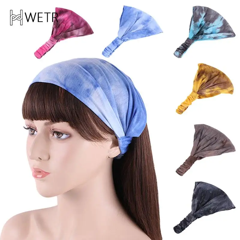 

Tie Dye Cotton Headbands Turban Head Wrap Elastic For Women Girl Hair Bands Hair Bandage Beach Vintage Sports Headband